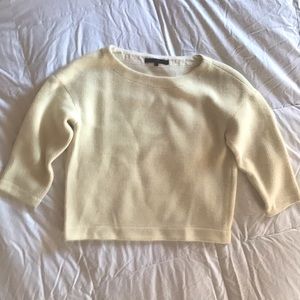 Tibi 3/4 length sleeve pullover boatneck cream-colored sweater